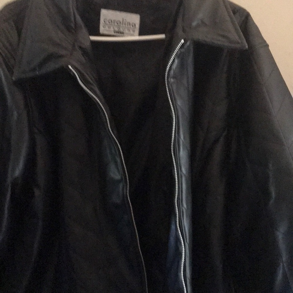 Black quilted faux leather cropped jacket..EUC